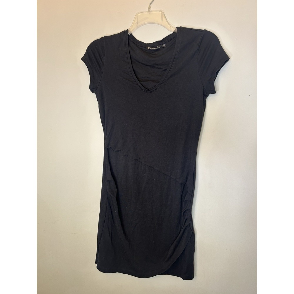 Athleta Women's Black T-Shirt Dress M Cotton Blend Stretch Casual Comfy